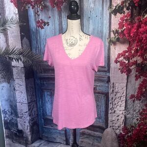 Dept222 luxey tee v neck burnout pink T-shirt, size medium,‎ EUC
